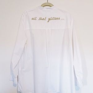 White Embroided Button Up Shirt